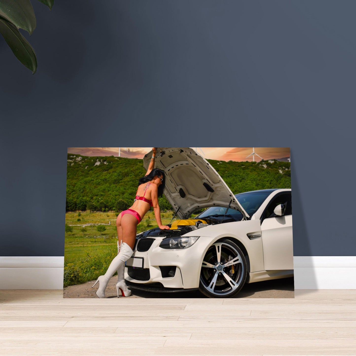 Girl posing with BMW M3 Museum-Quality Matte Paper Poster